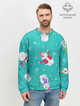 Мужской свитшот базовый / РазНые Снеговики