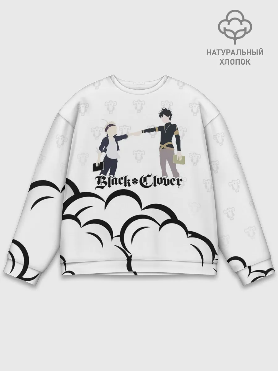 Мужской свитшот базовый / Чёрный клевер Аста и Юно