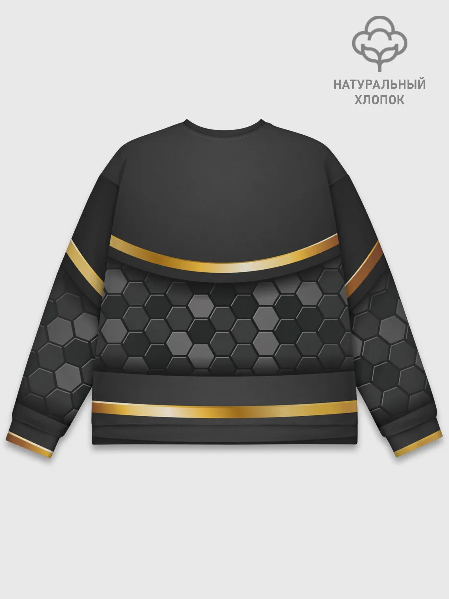 Мужской свитшот базовый / 3D ТЕМНАЯ БРОНЯ С ЗОЛОТОМ