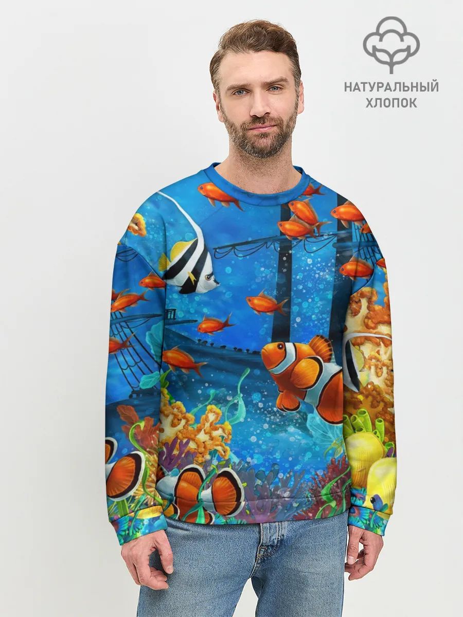 Мужской свитшот базовый / На глубине | Рыбки | Пляжная