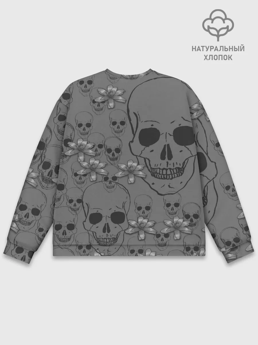 Мужской свитшот базовый / Цветы и черепа