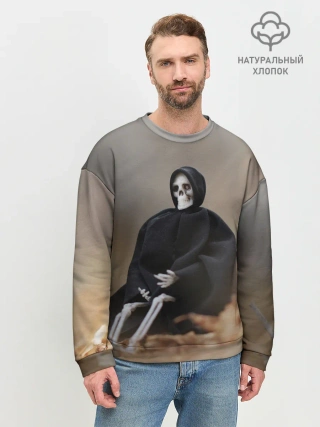 Мужской свитшот базовый / Сидячий Скелет