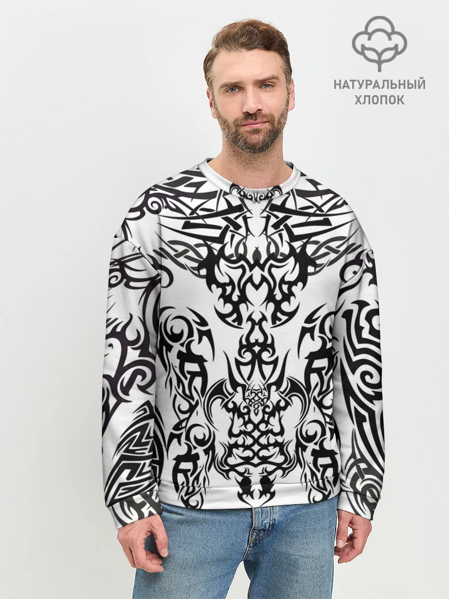 Мужской свитшот базовый / ТАТУ ЧЕРНО БЕЛОЕ УЗОР