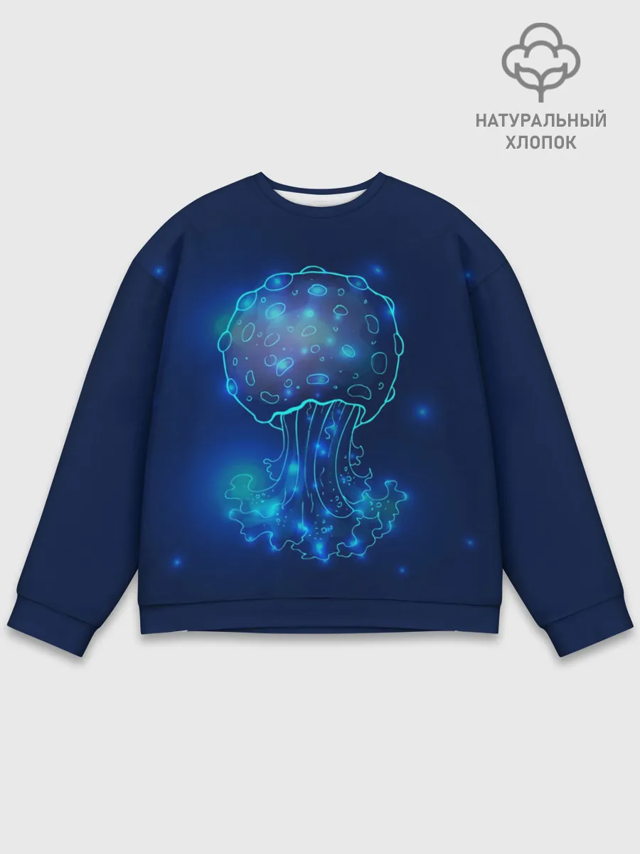 Мужской свитшот базовый / Медуза на синем