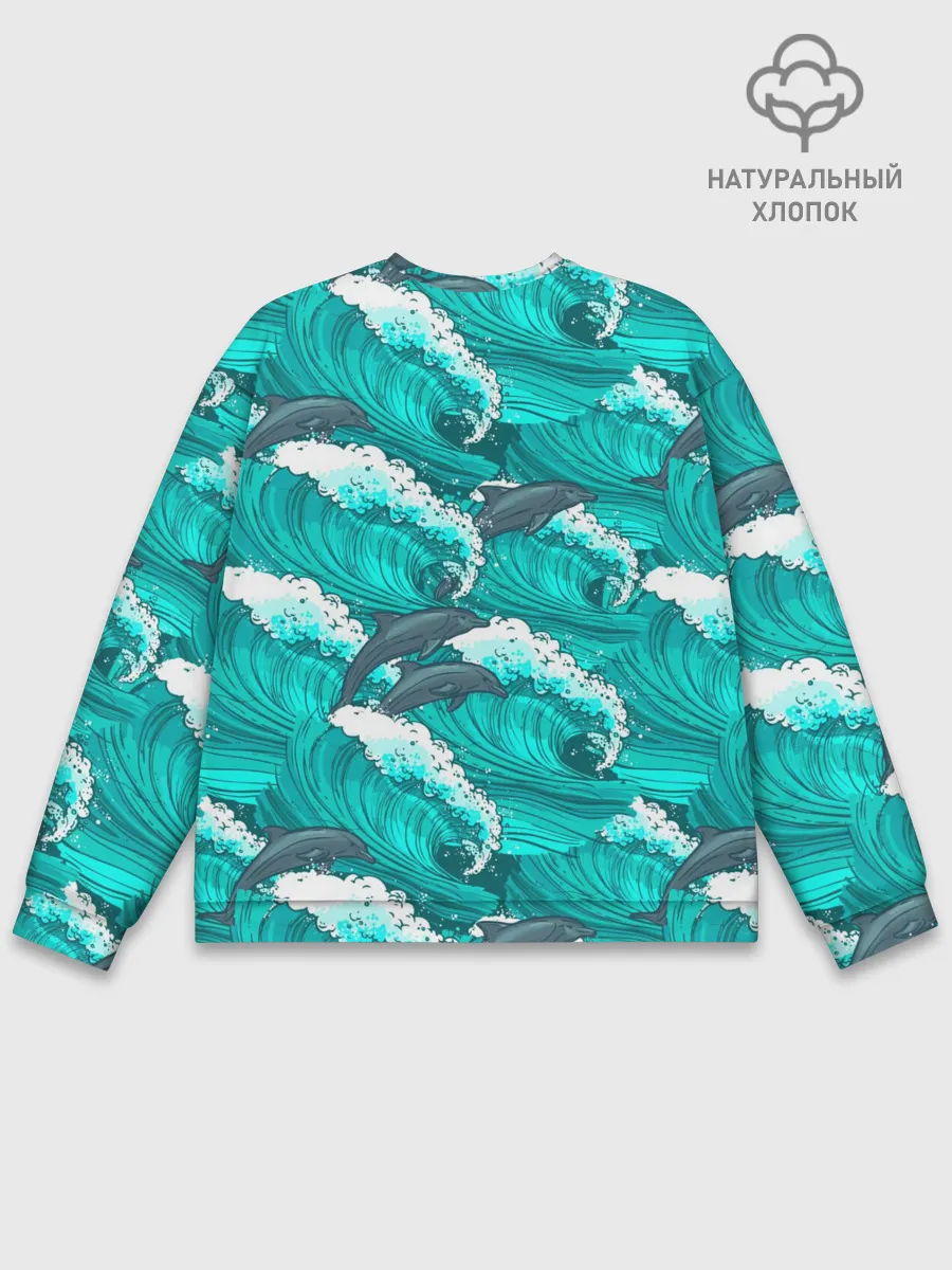 Мужской свитшот базовый / Дельфины в море