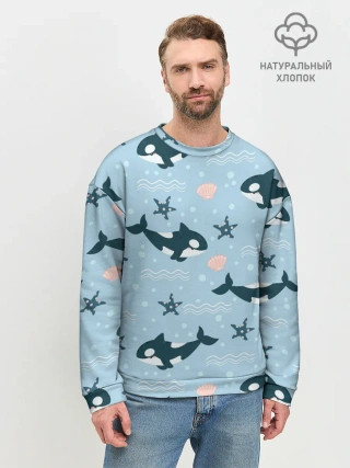 Мужской свитшот базовый / Косатки киты