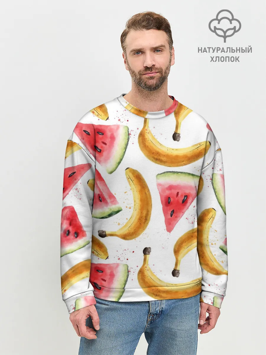 Мужской свитшот базовый / Летний фреш арбуз банан