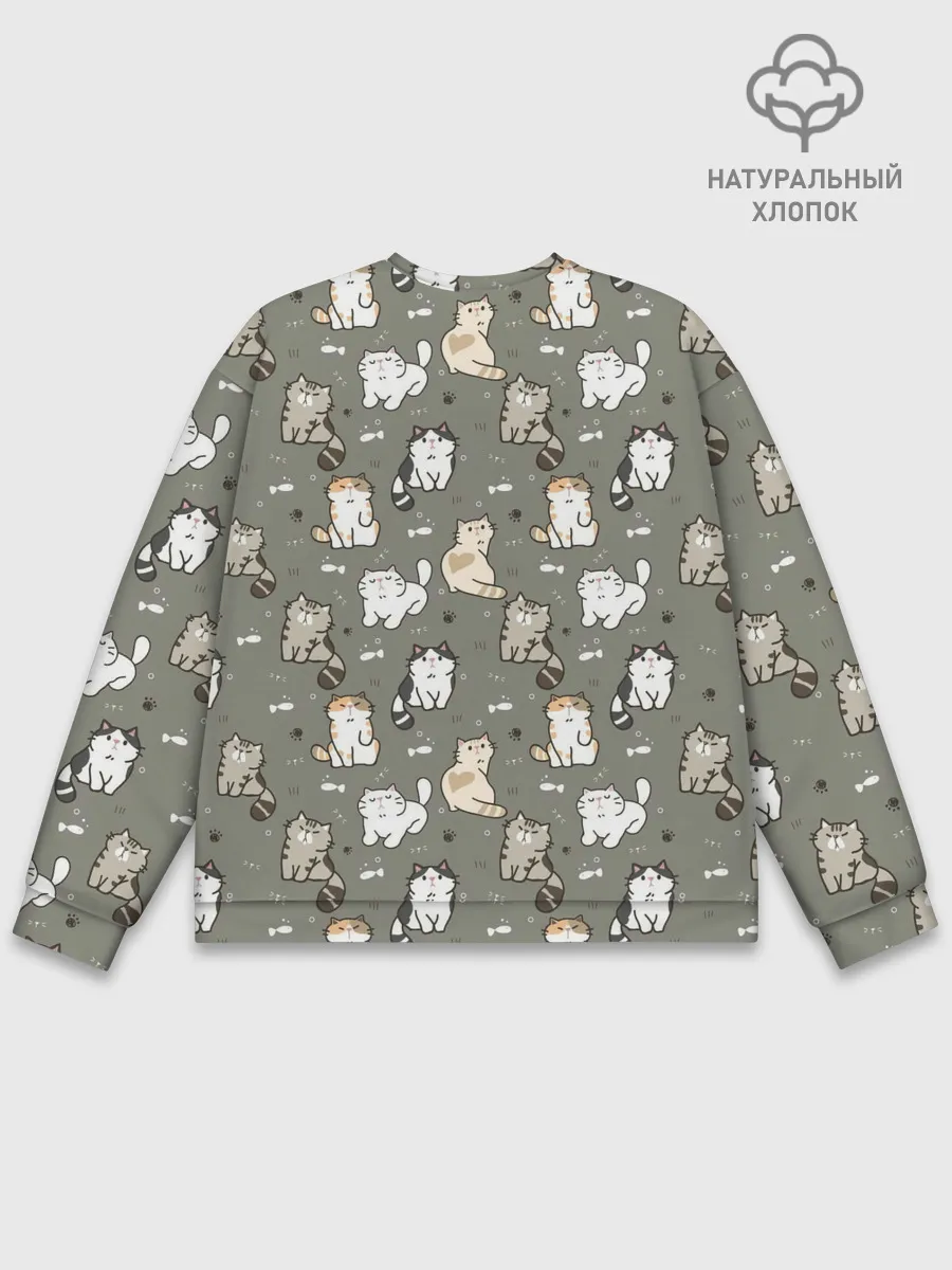 Мужской свитшот базовый / Кошечки с рыбками