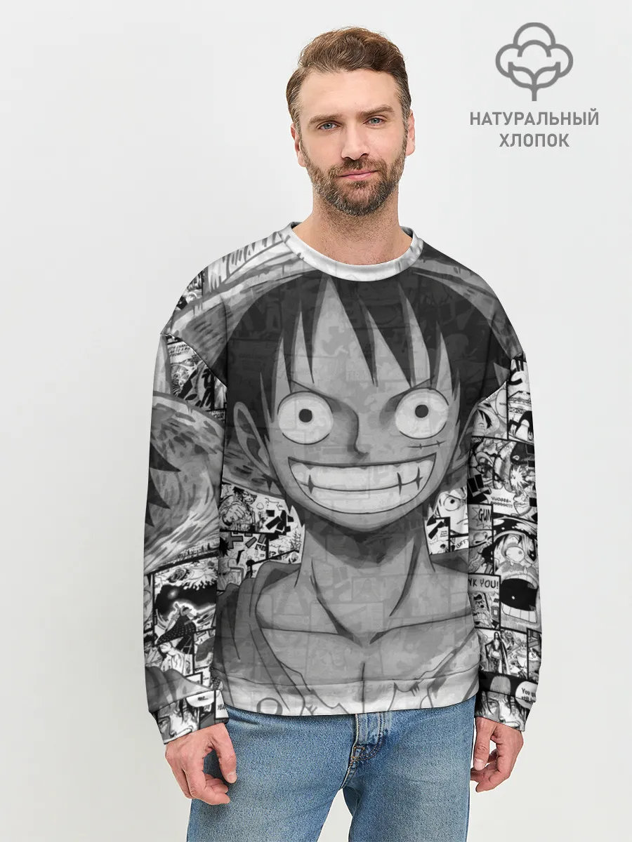 Мужской свитшот базовый / Луфи улыбается one piece