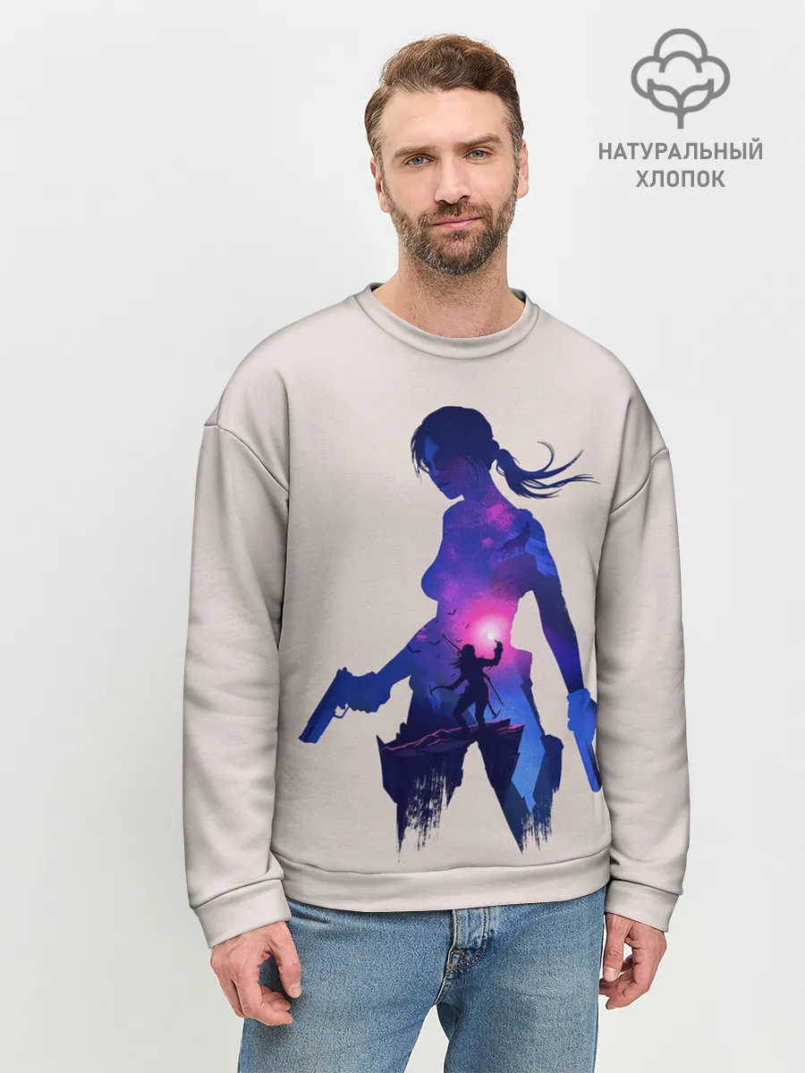 Мужской свитшот базовый / Лара с оружием