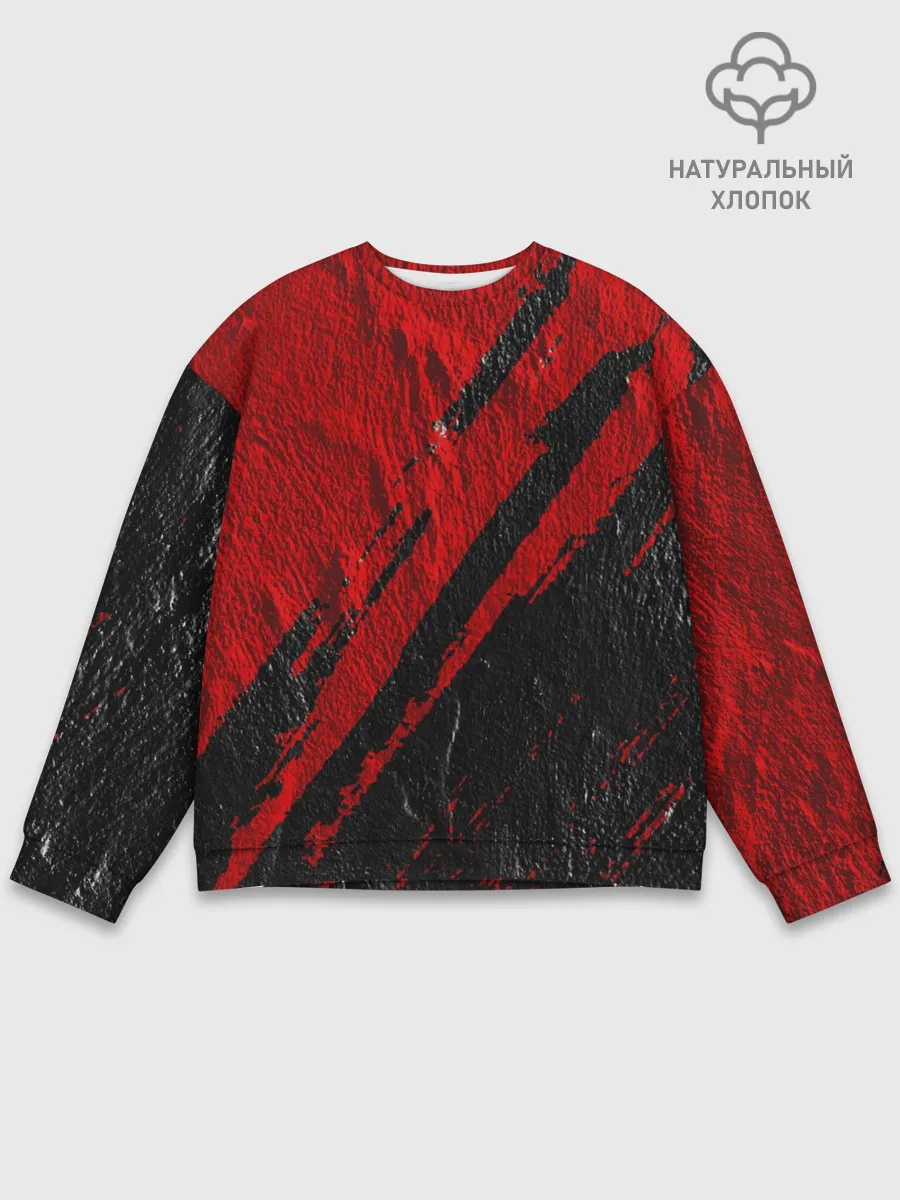 Мужской свитшот базовый / Красное чёрное 3D