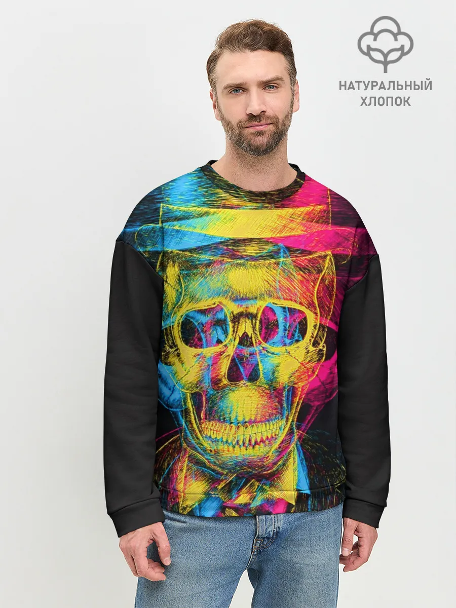 Мужской свитшот базовый / Череп-анаглиф