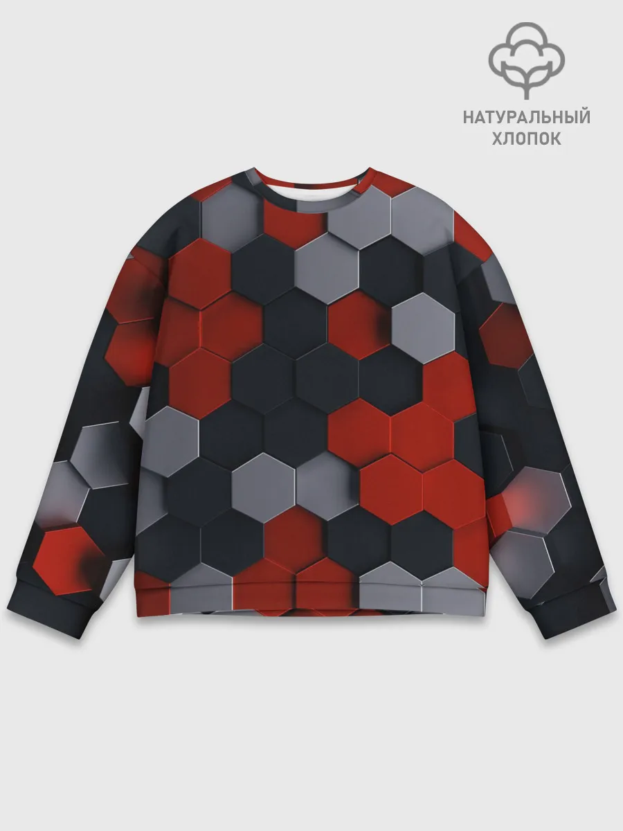 Мужской свитшот базовый / РАЗНОЦВЕТНЫЕ СОТЫ 3D