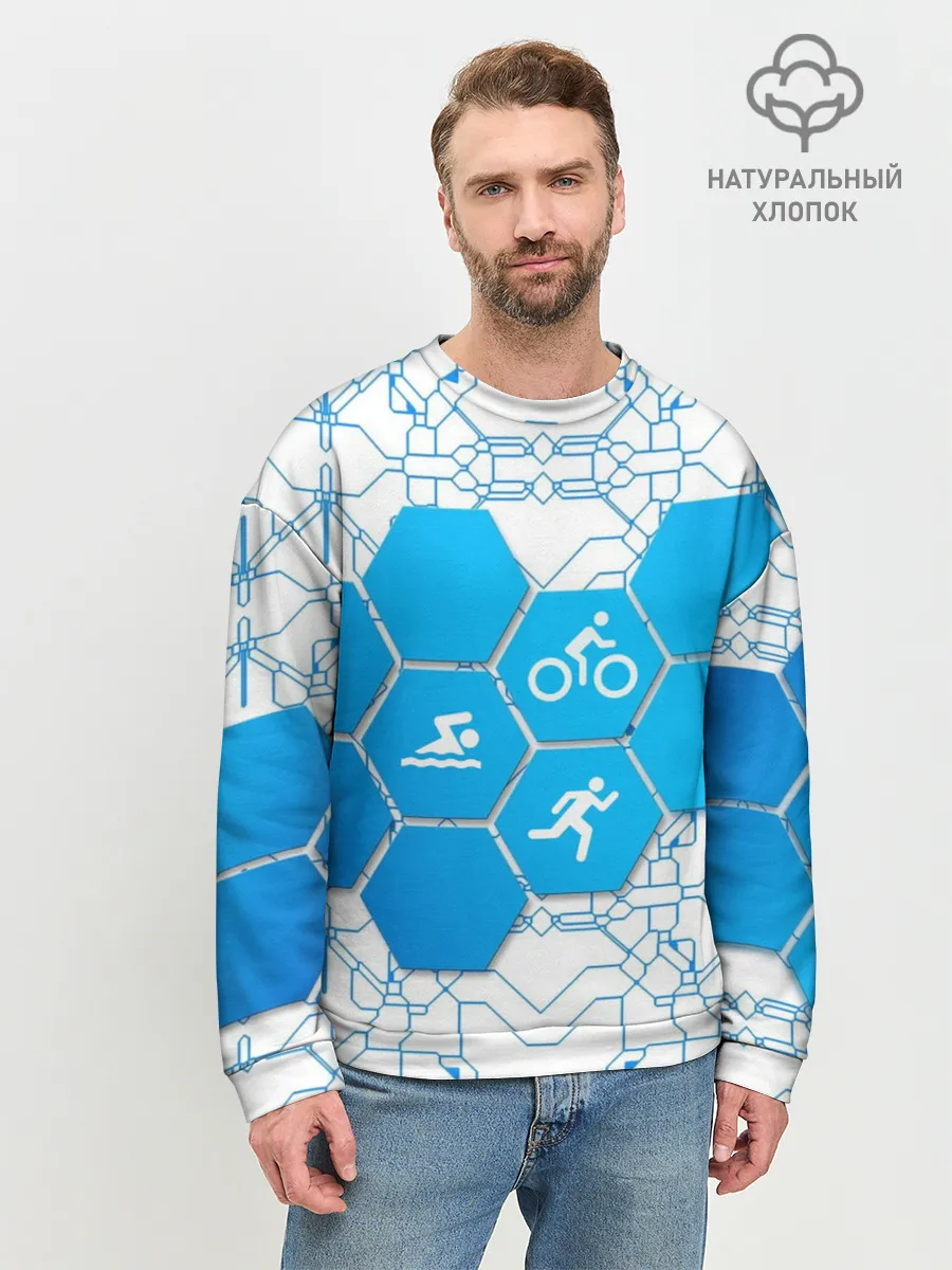 Мужской свитшот базовый / Плыви, Крути, Беги