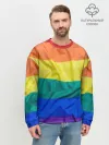 Мужской свитшот базовый / Радуга - мятая ткань полотно