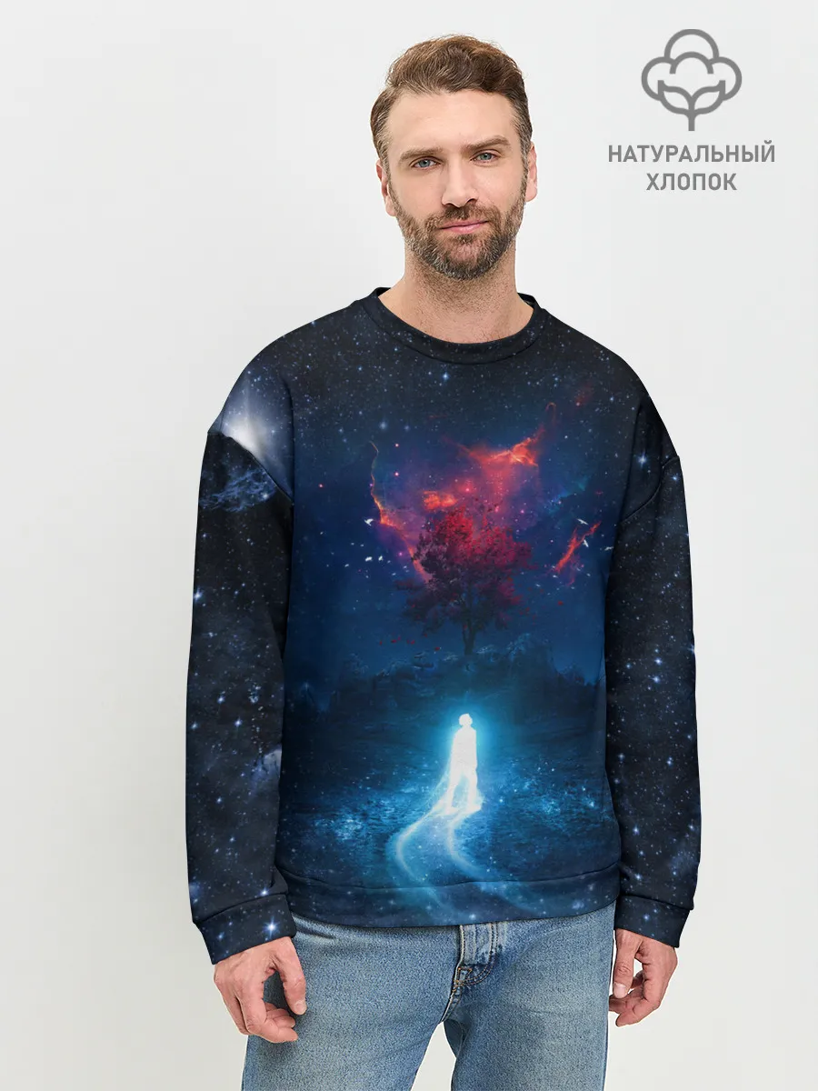 Мужской свитшот базовый / Душа идущая в космос | Soul space