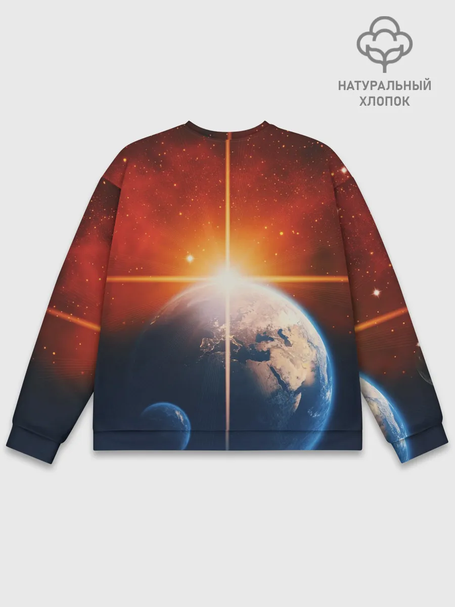 Мужской свитшот базовый / Космос земля 3D