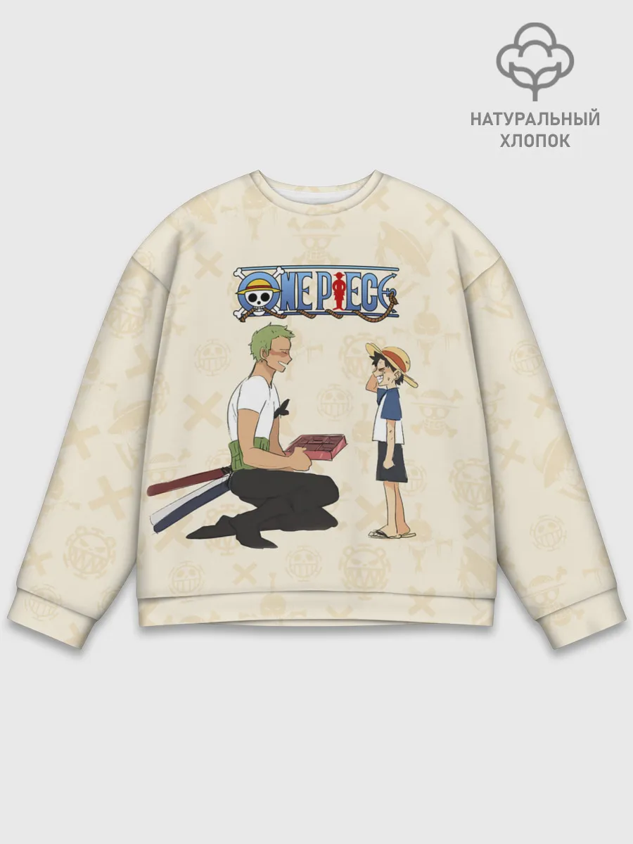 Мужской свитшот базовый / Ророноа Зоро и малыш Манки Д. Луффи