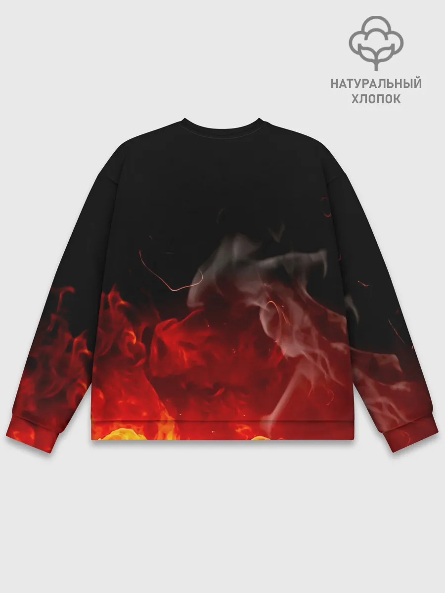 Мужской свитшот базовый / Зоро и Луффи в огне One Piece