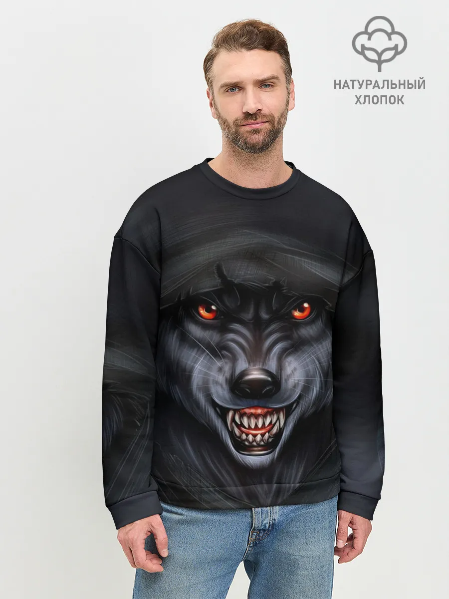 Мужской свитшот базовый / СЕРЫЙ ВОЛК 3D