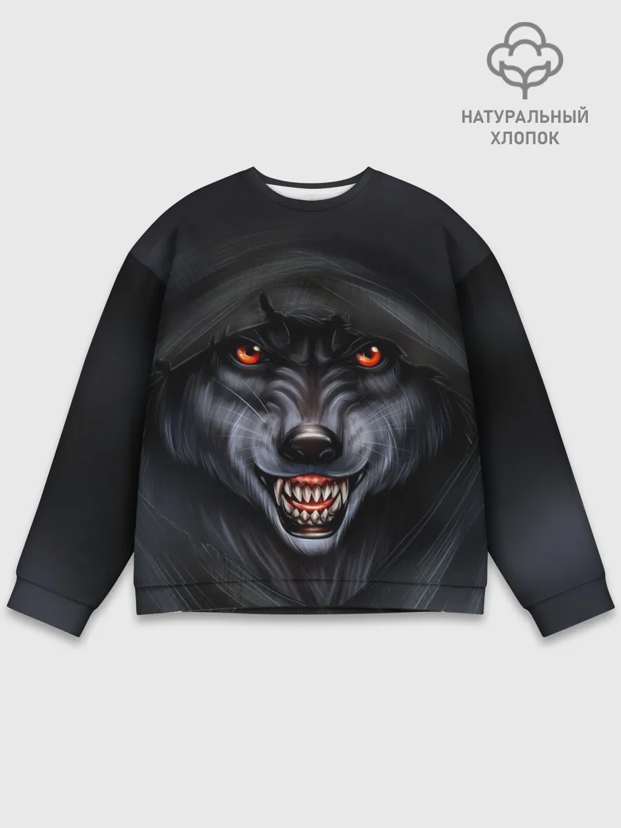 Мужской свитшот базовый / СЕРЫЙ ВОЛК 3D