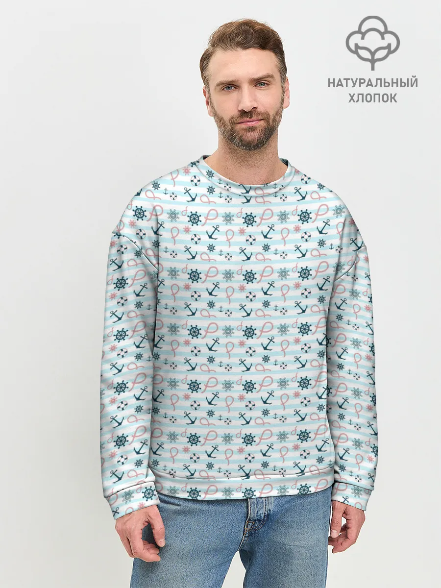 Мужской свитшот базовый / Морской фон