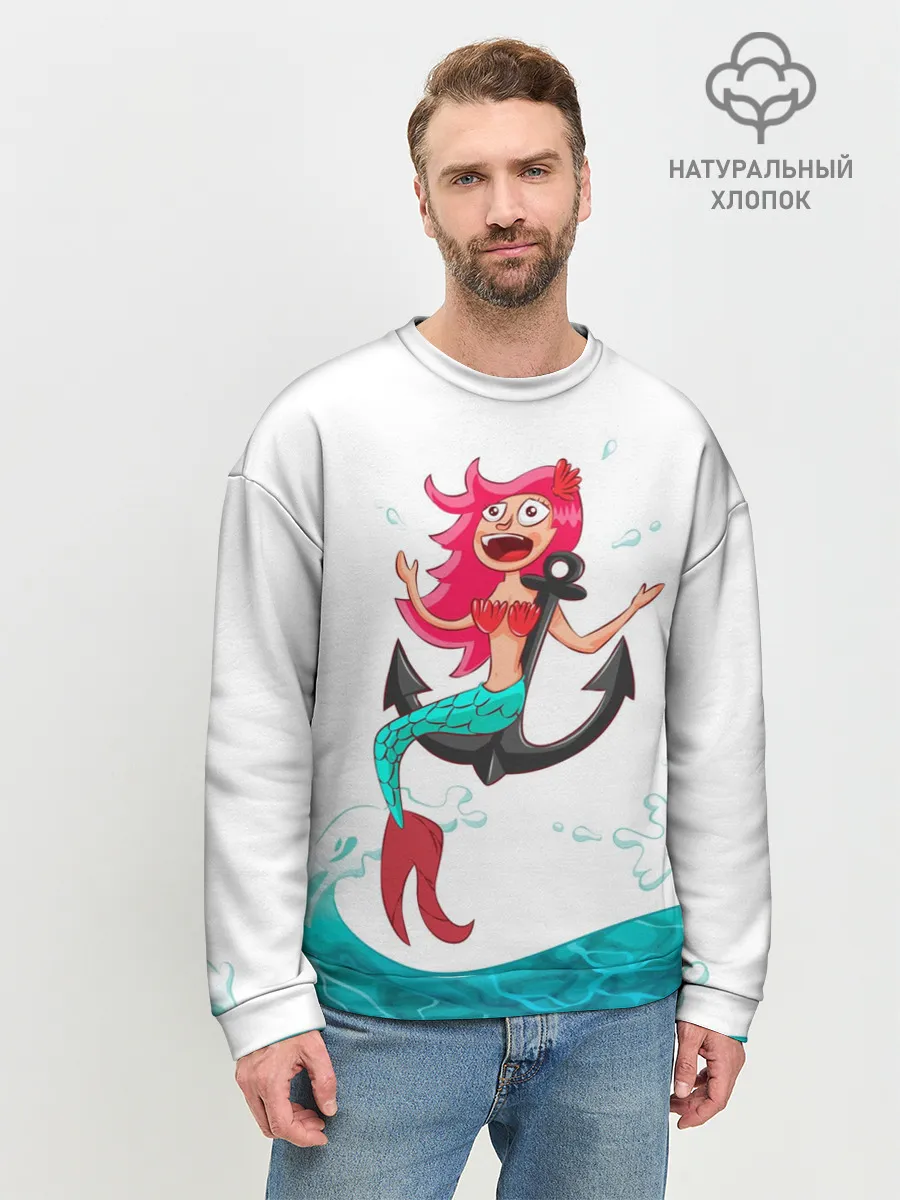Мужской свитшот базовый / Русалка на якоре