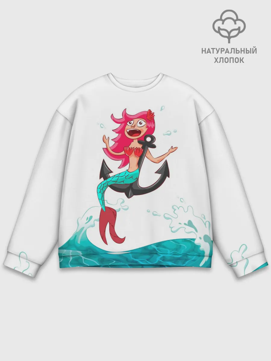 Мужской свитшот базовый / Русалка на якоре