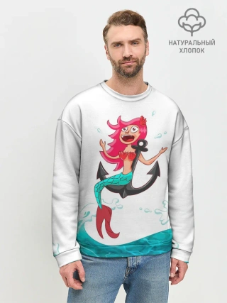 Мужской свитшот базовый / Русалка на якоре