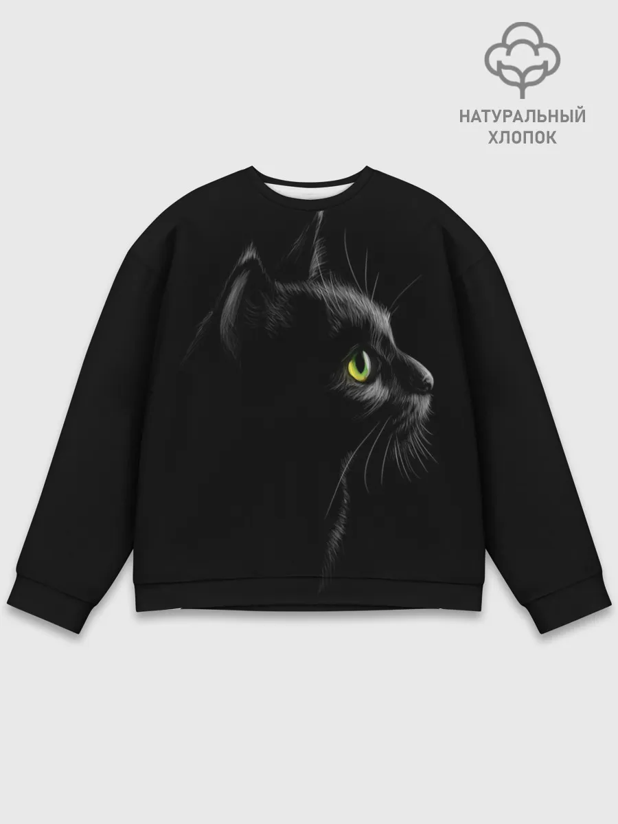 Мужской свитшот базовый / Черный кот