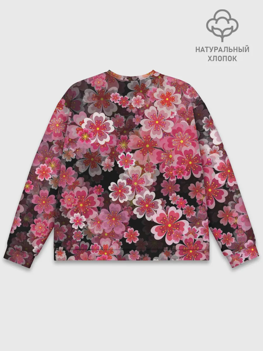 Мужской свитшот базовый / Иероглифы и Сакура 3D