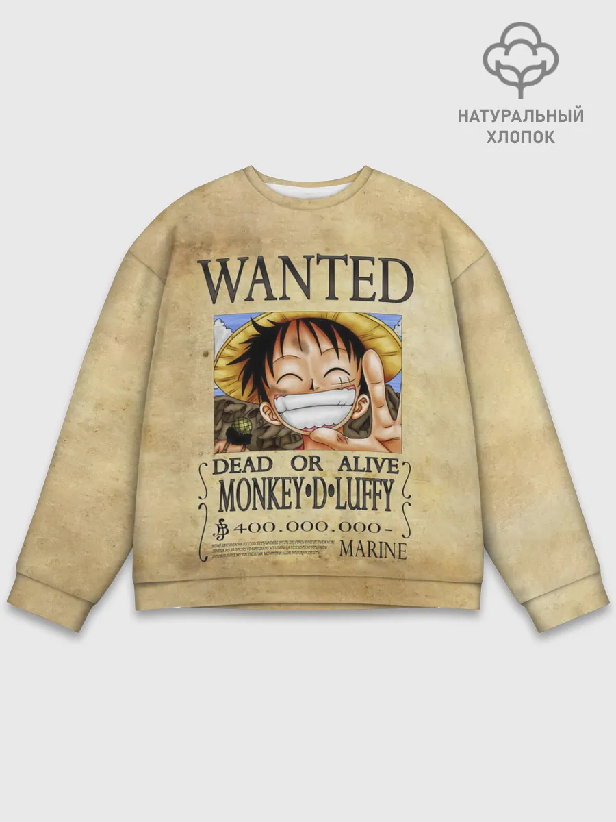 Мужской свитшот базовый / Манки Д. Луффи в розыске One Piece
