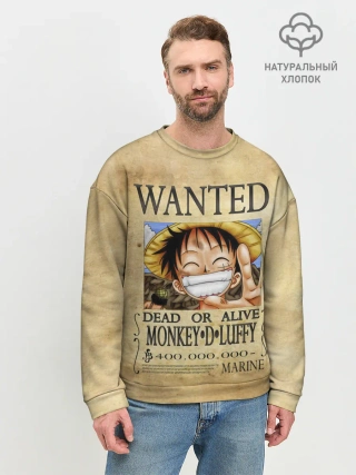 Мужской свитшот базовый / Манки Д. Луффи в розыске One Piece