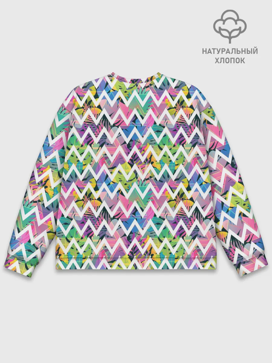 Мужской свитшот базовый / Кривая линия и цветы