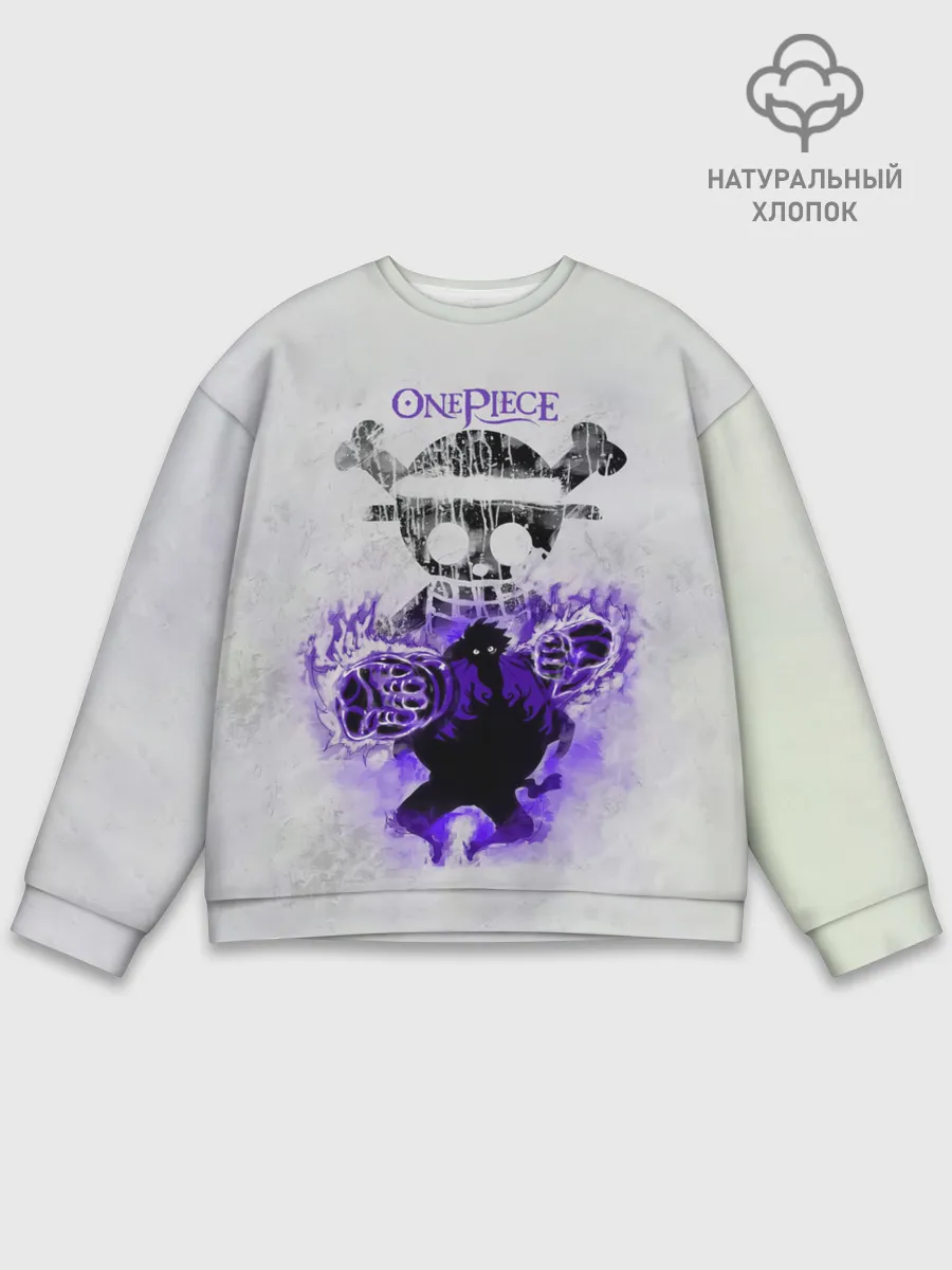 Мужской свитшот базовый / Пламенный резиновый Луффи | One Piece