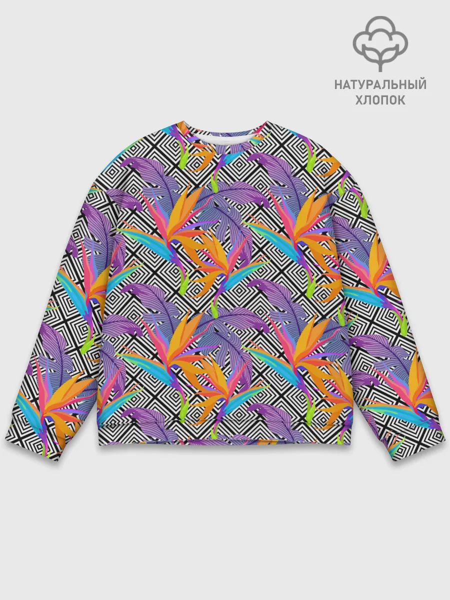Мужской свитшот базовый / Тропические цветы и узоры