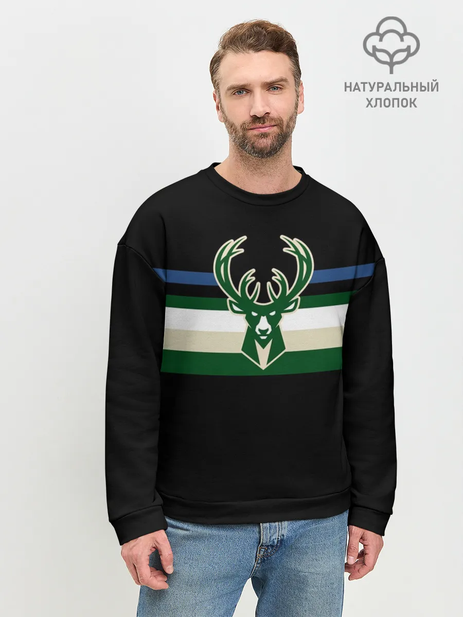 Мужской свитшот базовый / Milwaukee Bucks форма. Statement Edition