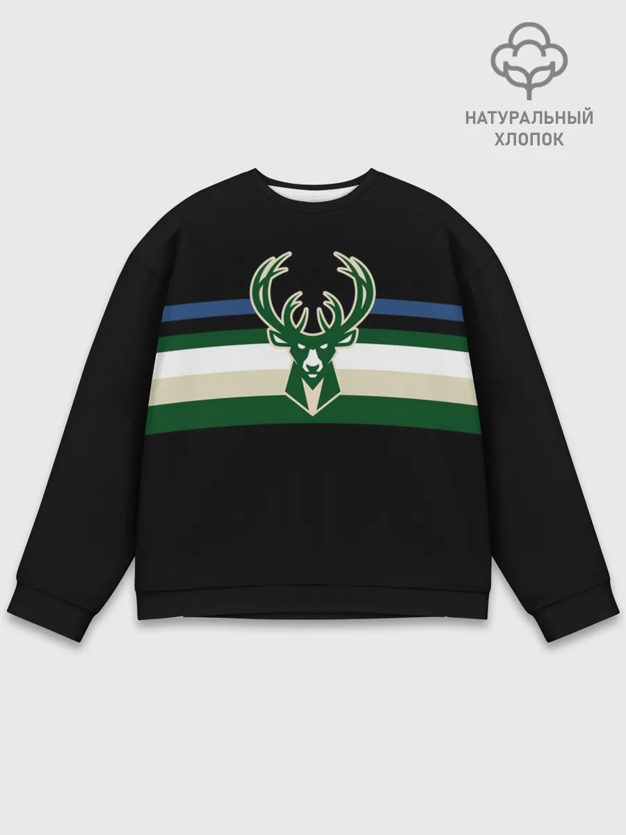 Мужской свитшот базовый / Milwaukee Bucks форма. Statement Edition