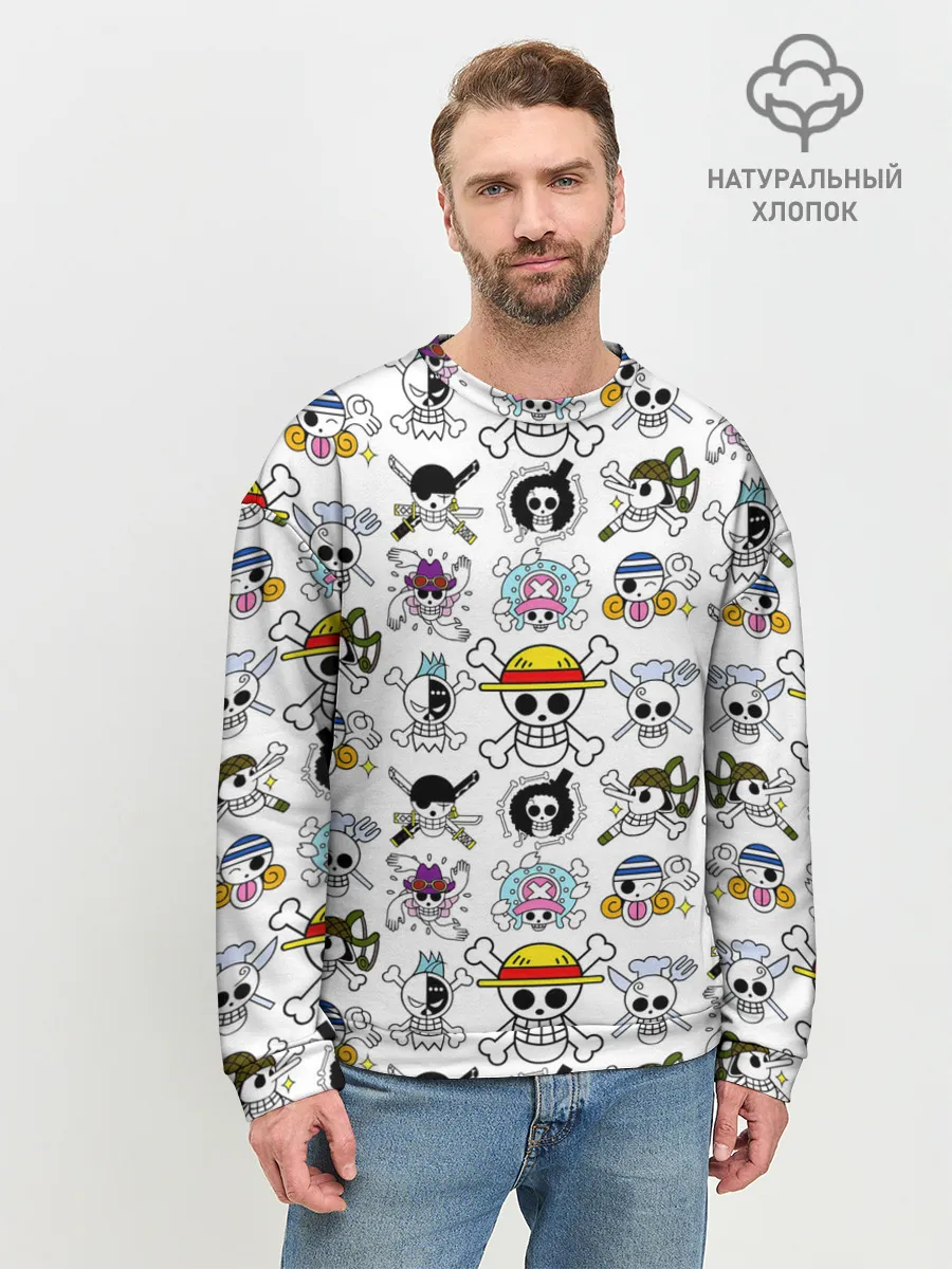 Мужской свитшот базовый / Веселые Роджеры пиратов Соломенной Шляпы