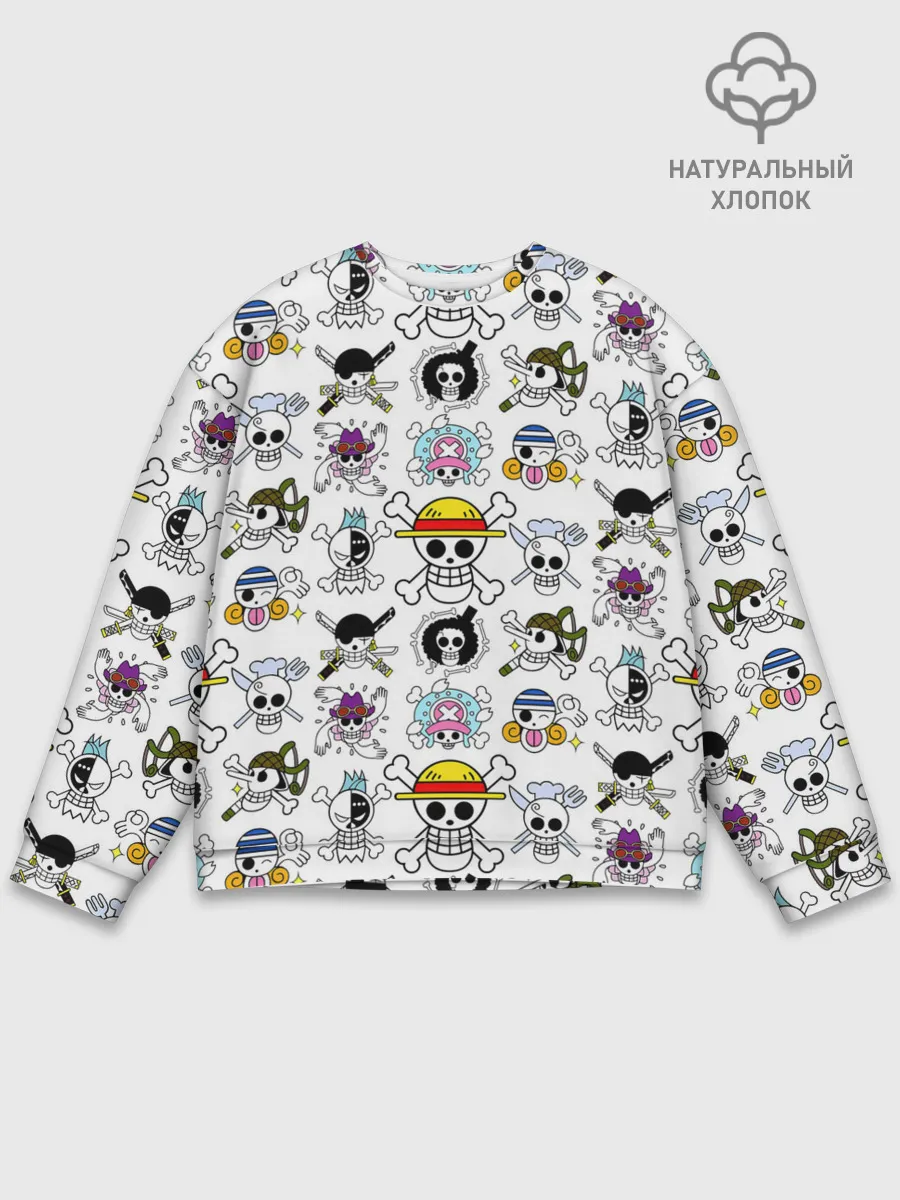 Мужской свитшот базовый / Веселые Роджеры пиратов Соломенной Шляпы