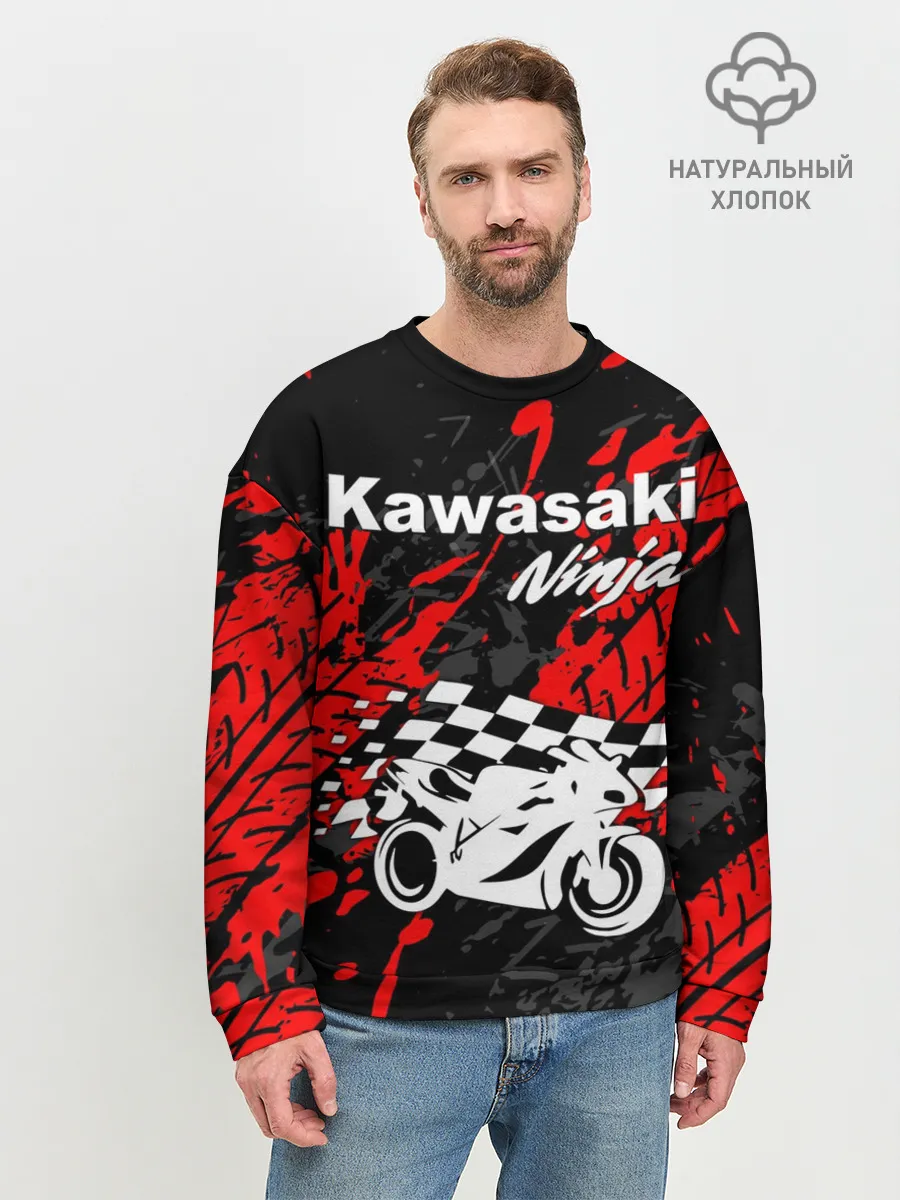 Мужской свитшот базовый / KAWASAKI NINJA / КАВАСАКИ