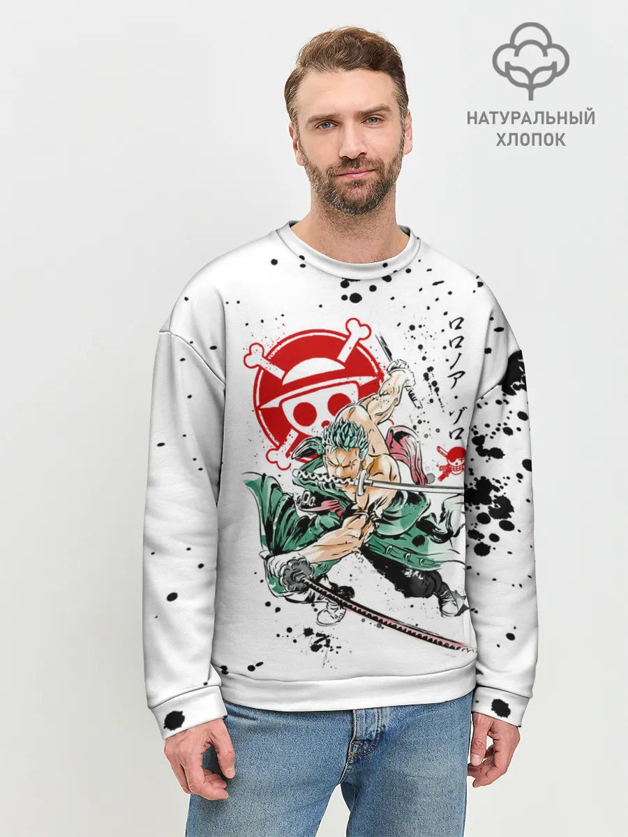 Мужской свитшот базовый / Ророноа Зоро пират Соломенной Шляпы