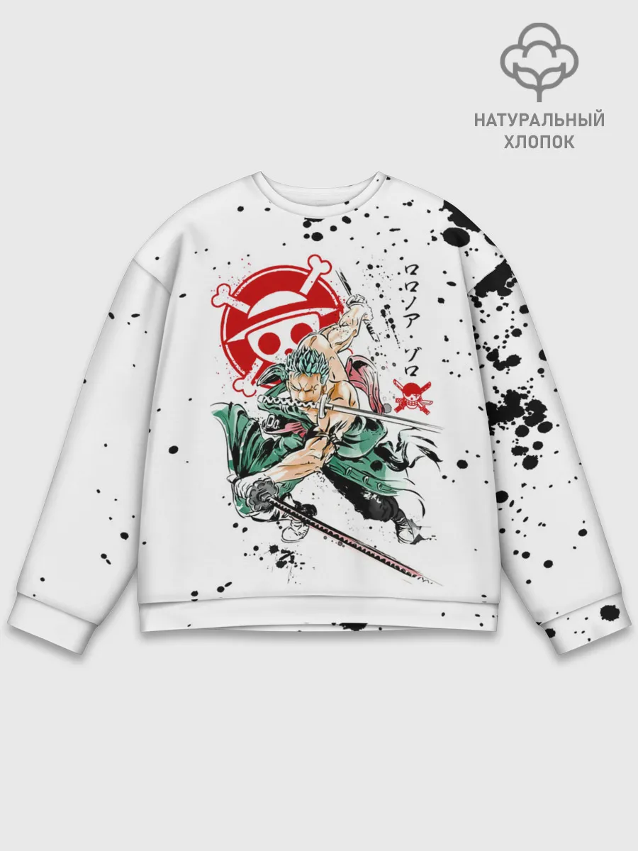 Мужской свитшот базовый / Ророноа Зоро пират Соломенной Шляпы