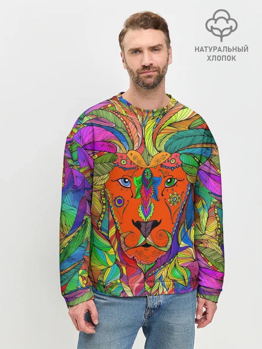 Мужской свитшот базовый / Лев шаман