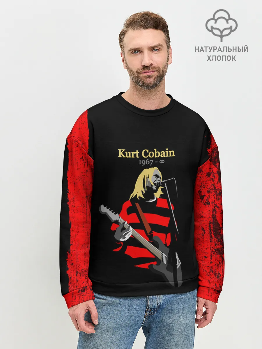 Мужской свитшот базовый / КУРТ КОБЕЙН | НИРВАНА | ЛОГО