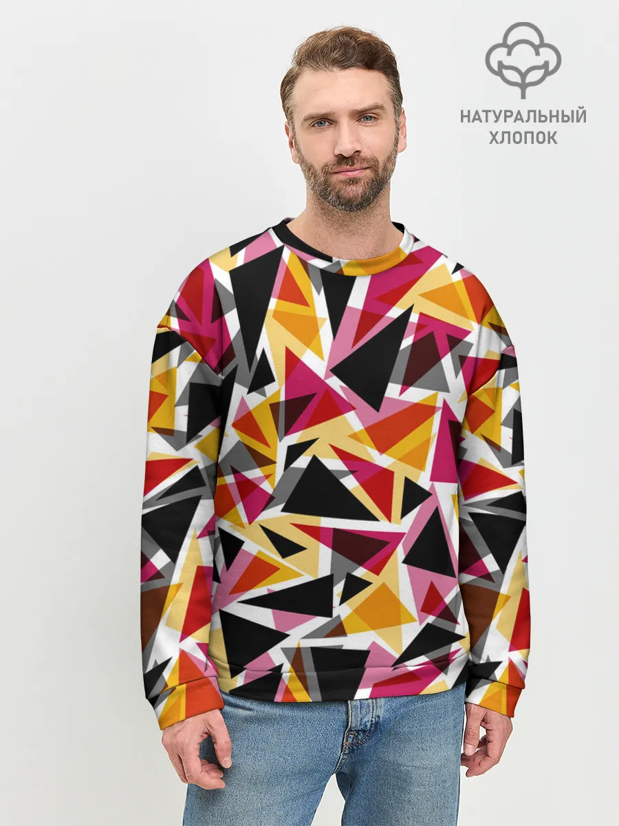 Мужской свитшот базовый / Разноцветные треугольники