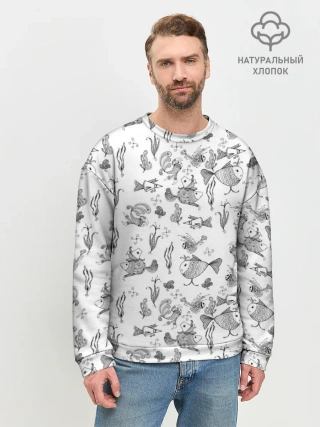 Мужской свитшот базовый / Рисованные сказочные рыбки