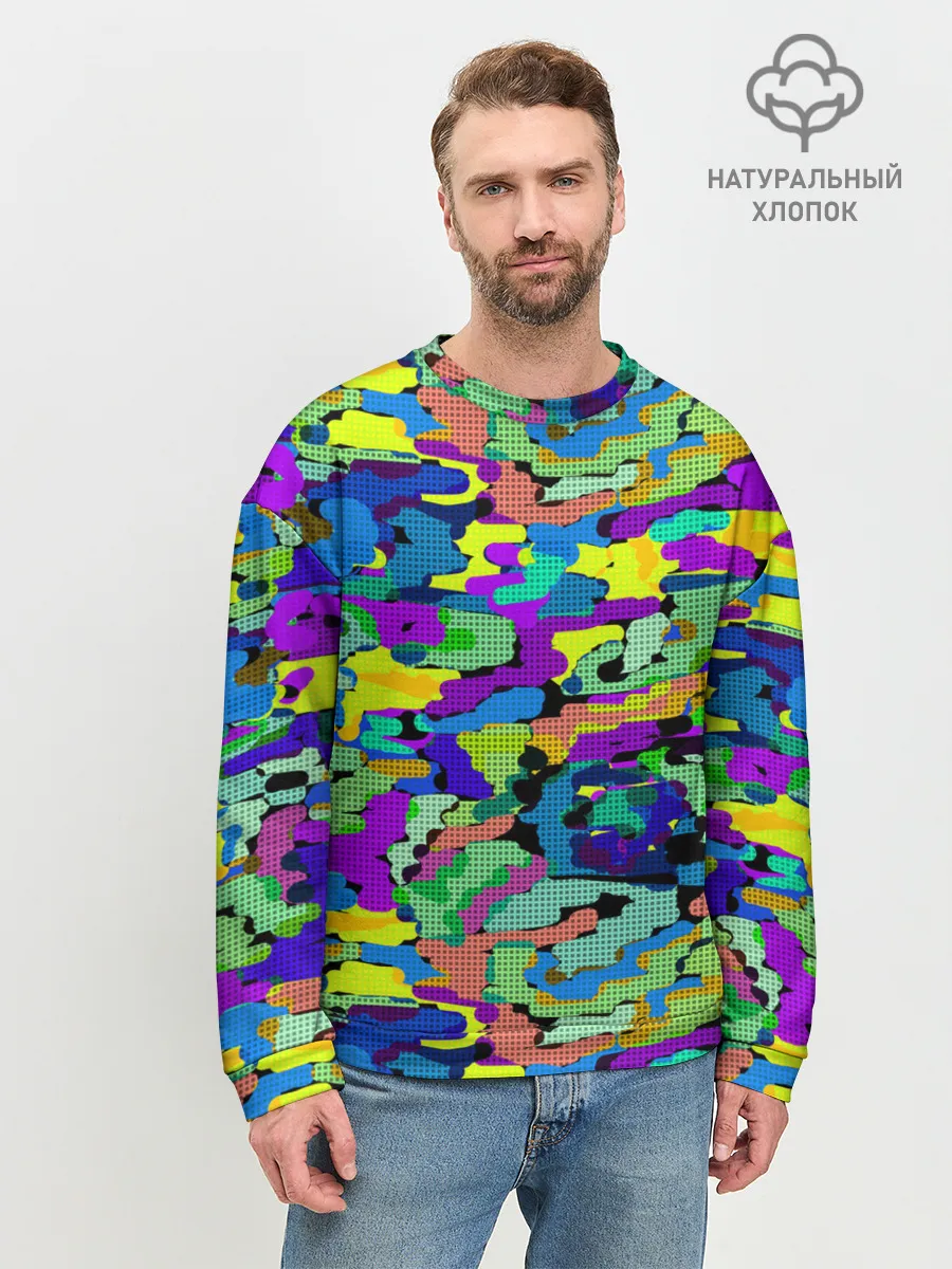 Мужской свитшот базовый / Камуфляж в ярких тонах
