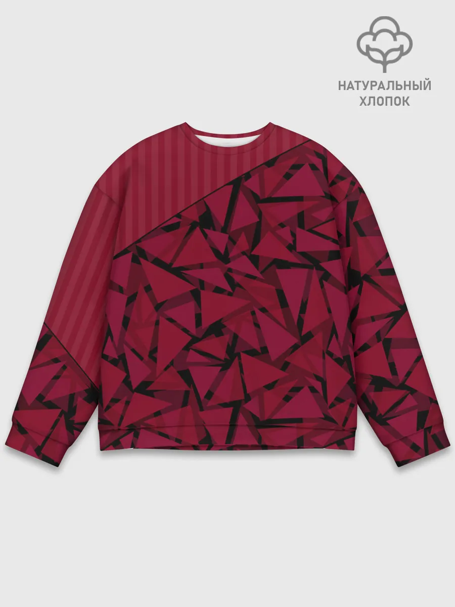 Мужской свитшот базовый / Красный комбинированный узор
