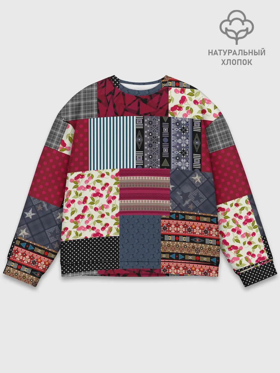 Мужской свитшот базовый / Деревенский стиль. Пэчворк.
